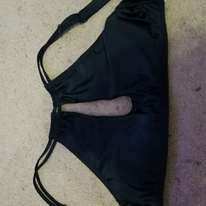 NWOT black cut out bikini top with tie back